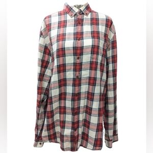 Frank + Oak men's red plaid button down shirt size L
